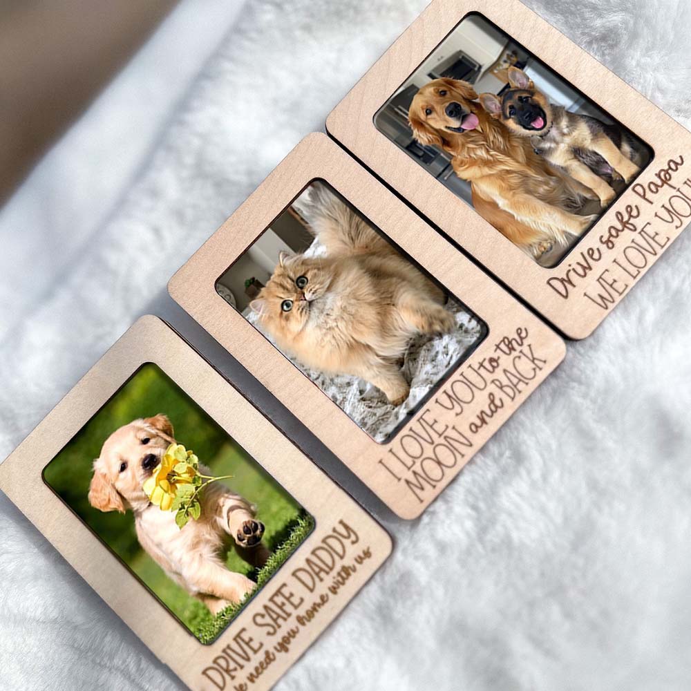 Personalized Pet Photo Frame Car Visor Clip - Father's Day Gift For Dog Lovers FC