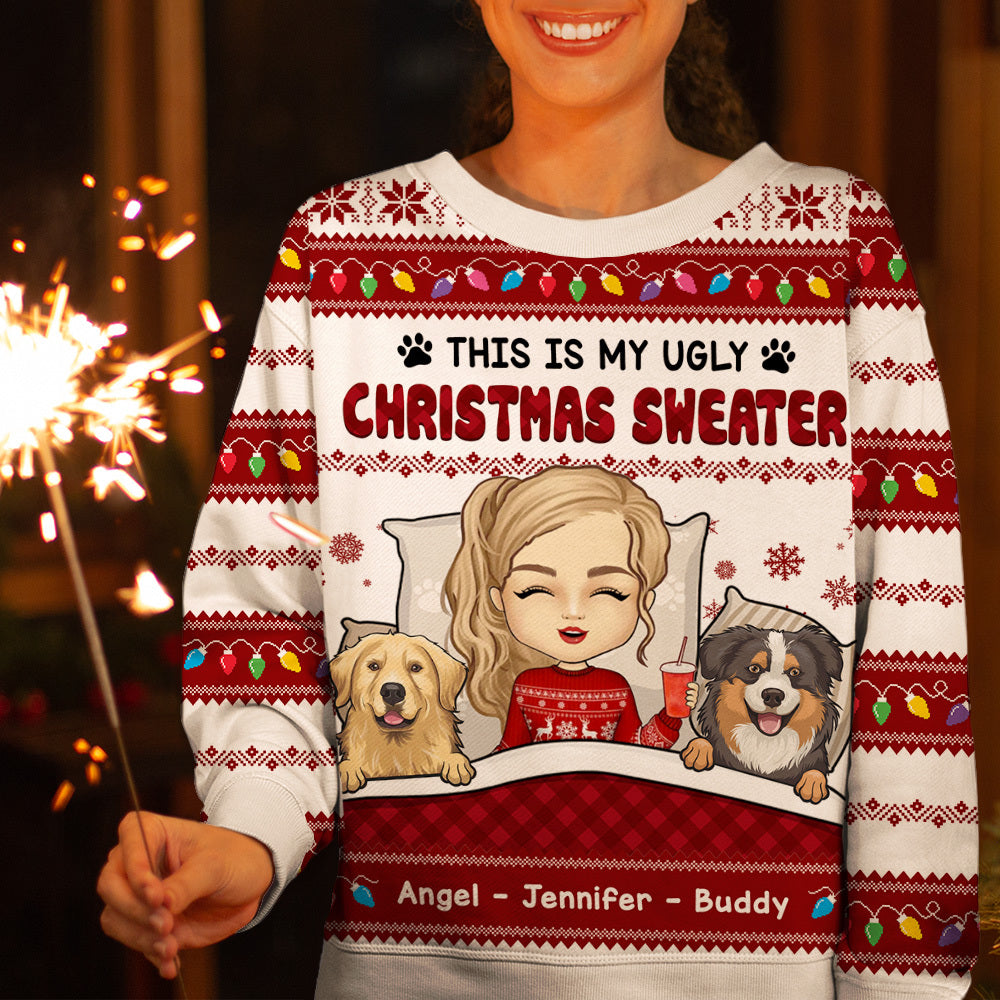 Personalized Ugly Christmas Sweater - Christmas Gift For Pet Lovers - Dog Mom Ugly Sweater AB