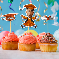 Thumbnail for Custom Set Of 3 Designs Face Cupcake Toppers, Graduation Party Decorations FC