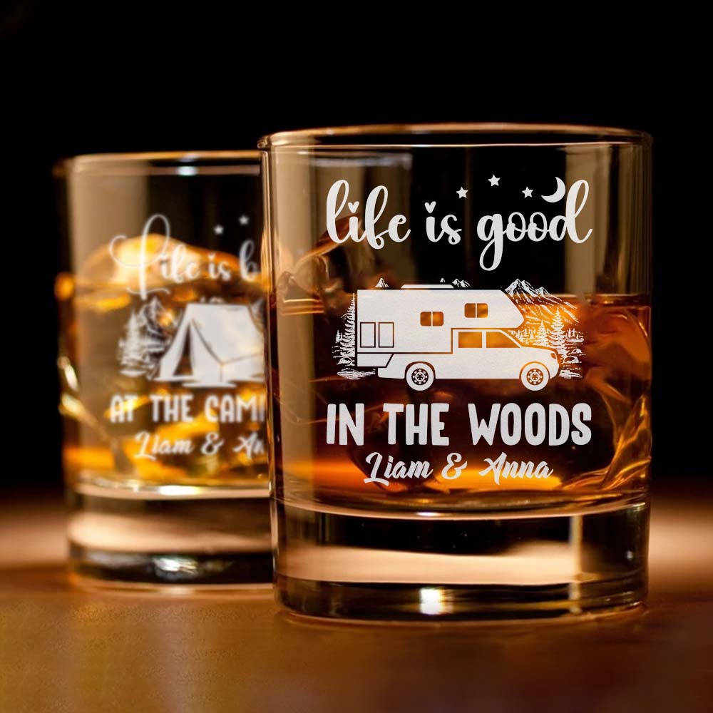 Personalized RV Welcome To Our Campsite Whiskey Glasses - Gifts For Camping Lovers FC