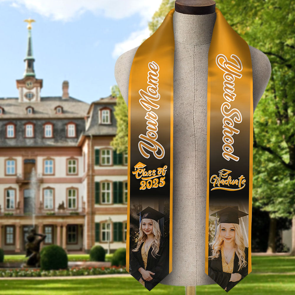 Personalized 2 Photos Mixed Colors Class of 2024 Photo Stoles/ Sash, Graduation Gift FC