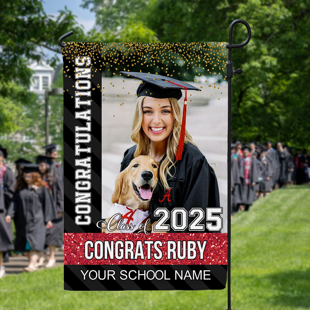 Personalized Congratulations Class of 2025 Garden Flag, Graduation Decoration Gift