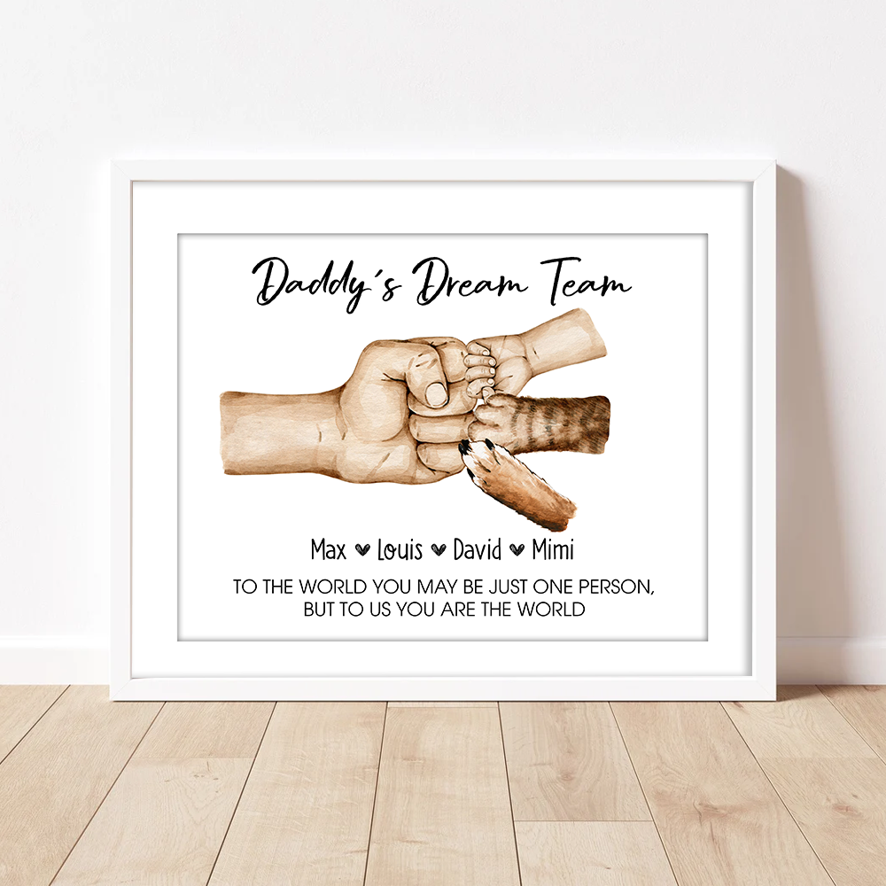 Personalised Fist Bump Daddy's Team Photo Frame, Fathers Day Gift For Father, Grandfather AA