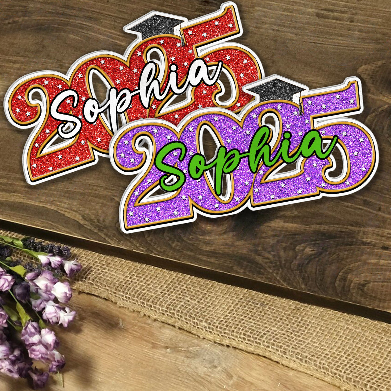 Personalized Graduation Party Table Sign - Glitter Color Class Of 2025 Party Supply FC