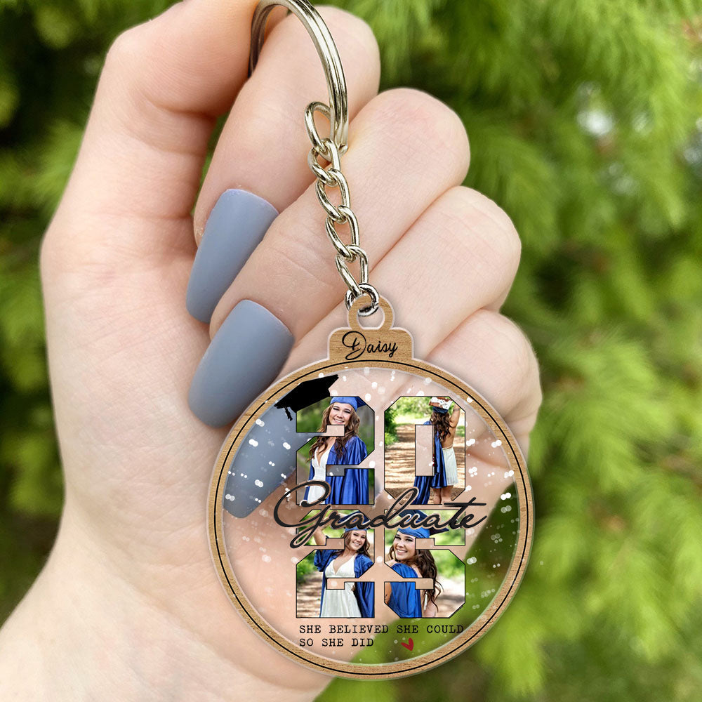 Personalized Photo Graduate 2024 Acrylic Keychain, Graduation Keepsake Gift FC