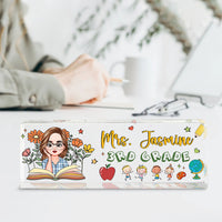 Thumbnail for Custom Teacher Name With Book Flowers Acrylic Desk Name Plate, Gift For Teacher AI