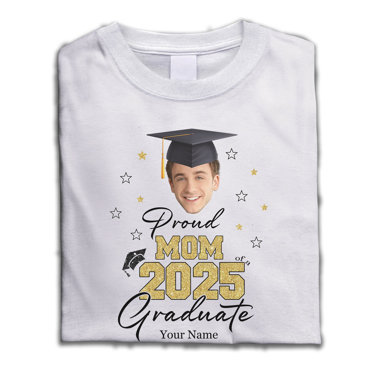 Custom Portrait Photo Proud Family Of 2025 Photo Graduation White Shirts, Graduation Gift