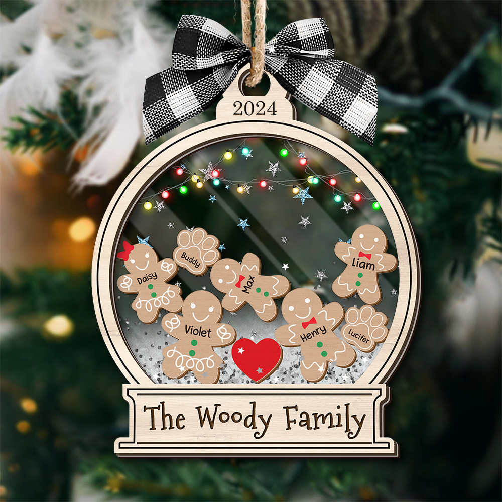 Personalized Shaker Ornament - Christmas Gift For Family - Gingerbread Family Cookies FC