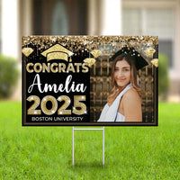 Thumbnail for Personalized Yard Sign With Stake - Graduation Gift - Diamond Glitter Congrats 2024 Graduate FC