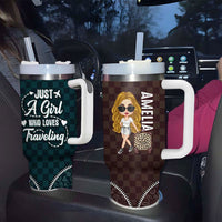 Thumbnail for Personalized Just A Girl Who Loves Traveling 40oz Tumbler - Travel Gift For Woman FC