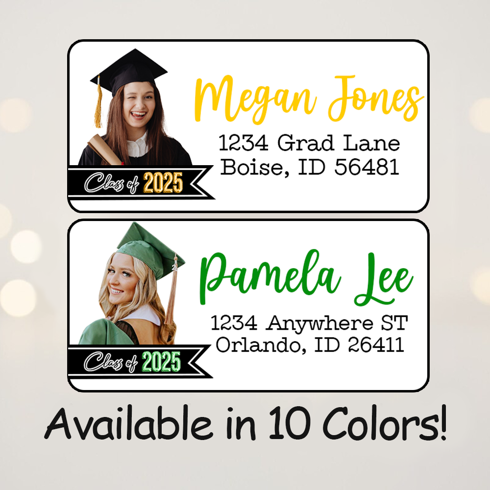 Personalized 2025 Graduate Photo Return Address Labels Roll, Graduation Return Address Stickers FC