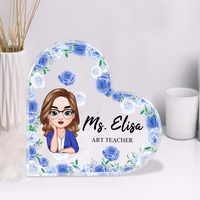 Thumbnail for Personalized Heart Shaped Acrylic Plaque- Office Decor Gift- Floral Cute Women AA