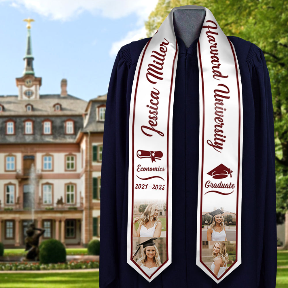 Custom Graduation Stoles/Sash with 4 Images, Special Graduation Gift FC