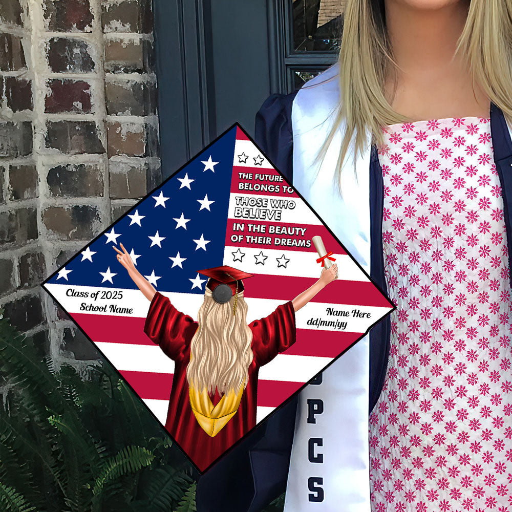 Custom National Flag Graduation Cap Topper, Graduation Keepsake Gift