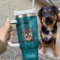 Thumbnail for Personalized Standley Cup - Gift For Pet Lovers - Dog Mom Cat Mom Leather Pattern FC