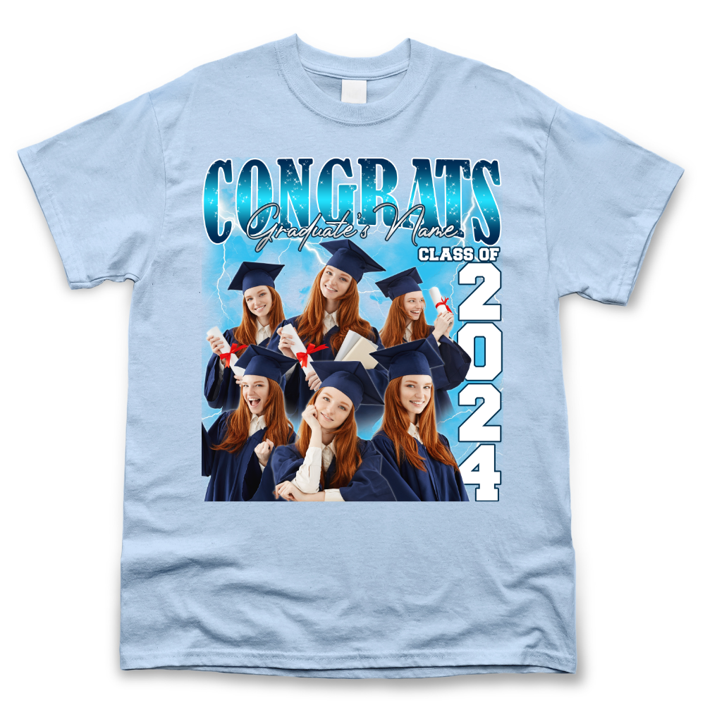 Personalized Light Color T-shirt - Gift For Graduates - Retro 90s Congrats Class of 2024 Keepsake Gift Merchize