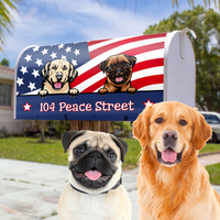 Thumbnail for Personalized Dog Cat 4th July American Flag Mailbox Cover, Gift For Dog Cat Lovers AF