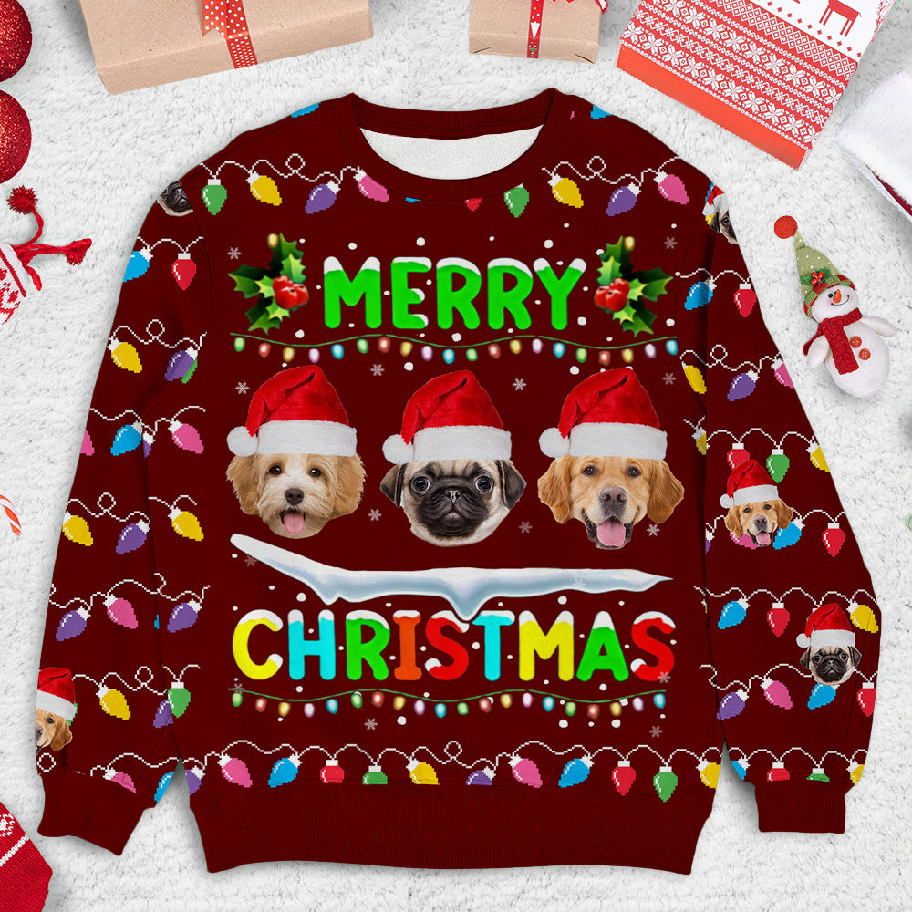 Personalized Ugly Christmas Sweater - Christmas Gift For Pet Lovers - Face Photo Dog Cat Christmas AB
