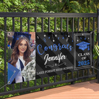 Thumbnail for Custom Graduation 2024 Banner with Glitter Photo - Graduation Gift FC