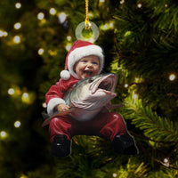 Thumbnail for Personalized Acrylic Ornament - Christmas Gift For Fisherman - Baby Hugging A Fish Photo AC