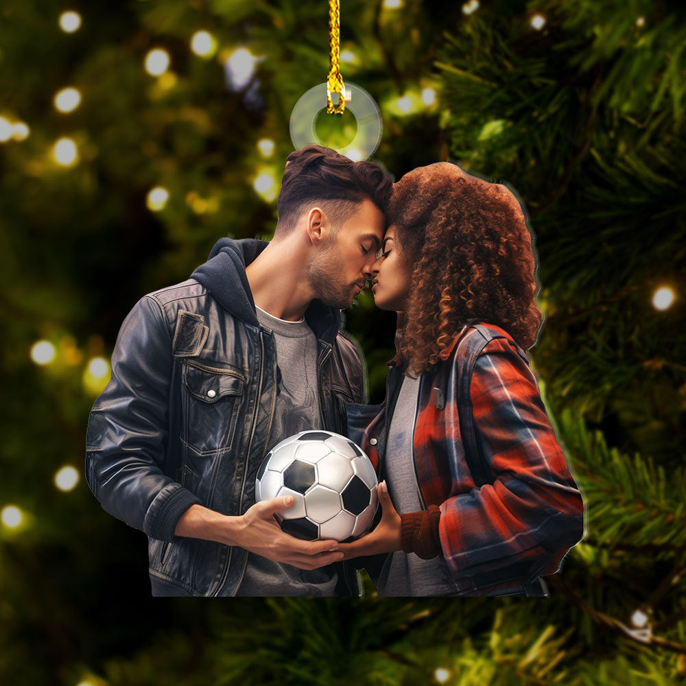 Personalized Acrylic Ornament - Gift For Soccer Lovers - Couple Of Football Photo AC