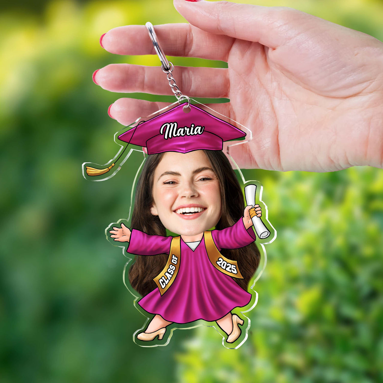 Custom Funny Face Graduate Photo Graduation Acrylic Keychain, Graduation Gift FC