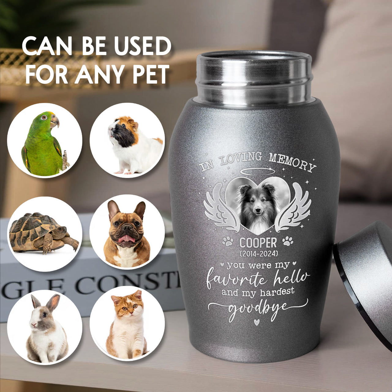 Personalized You Were My Favorite Hello And My Hardest Goodbye Pet Urn, Keepsake Gift For Dog Cat Lovers FC