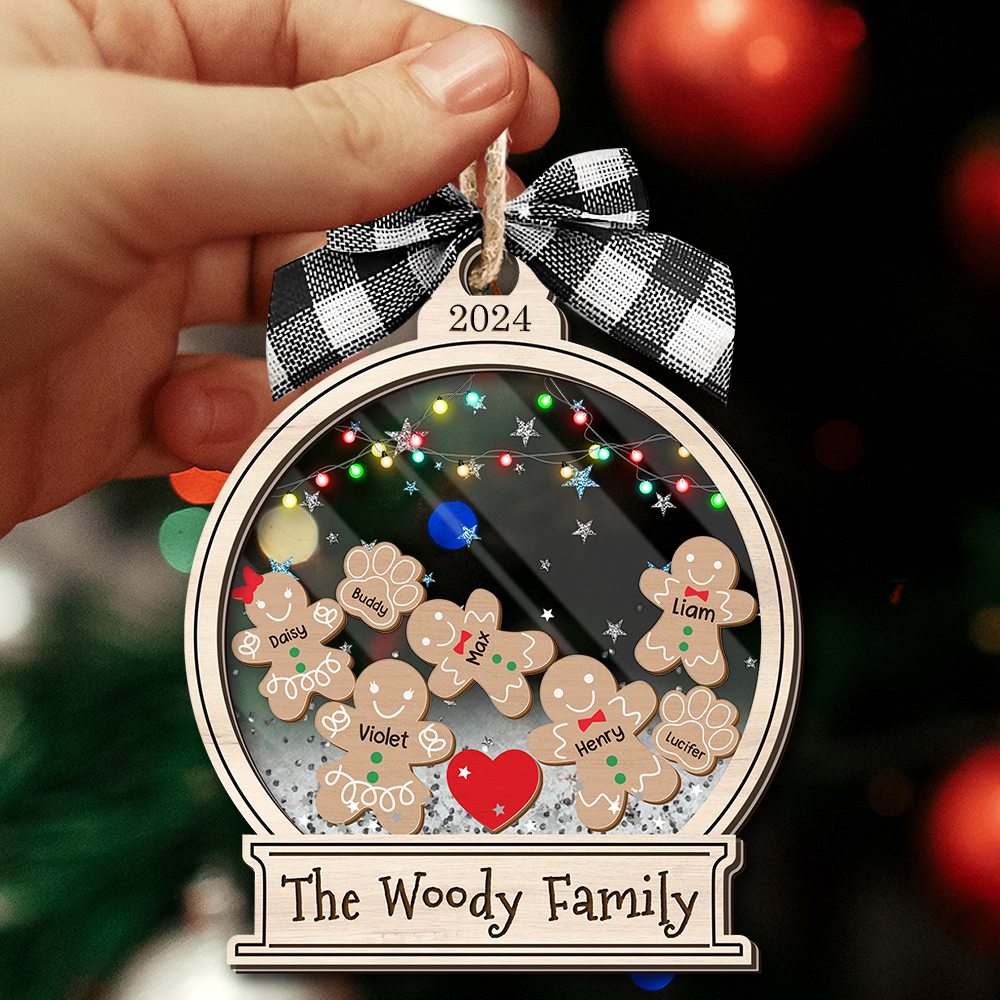 Personalized Shaker Ornament - Christmas Gift For Family - Gingerbread Family Cookies FC