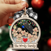 Thumbnail for Personalized Shaker Ornament - Christmas Gift For Family - Gingerbread Family Cookies FC