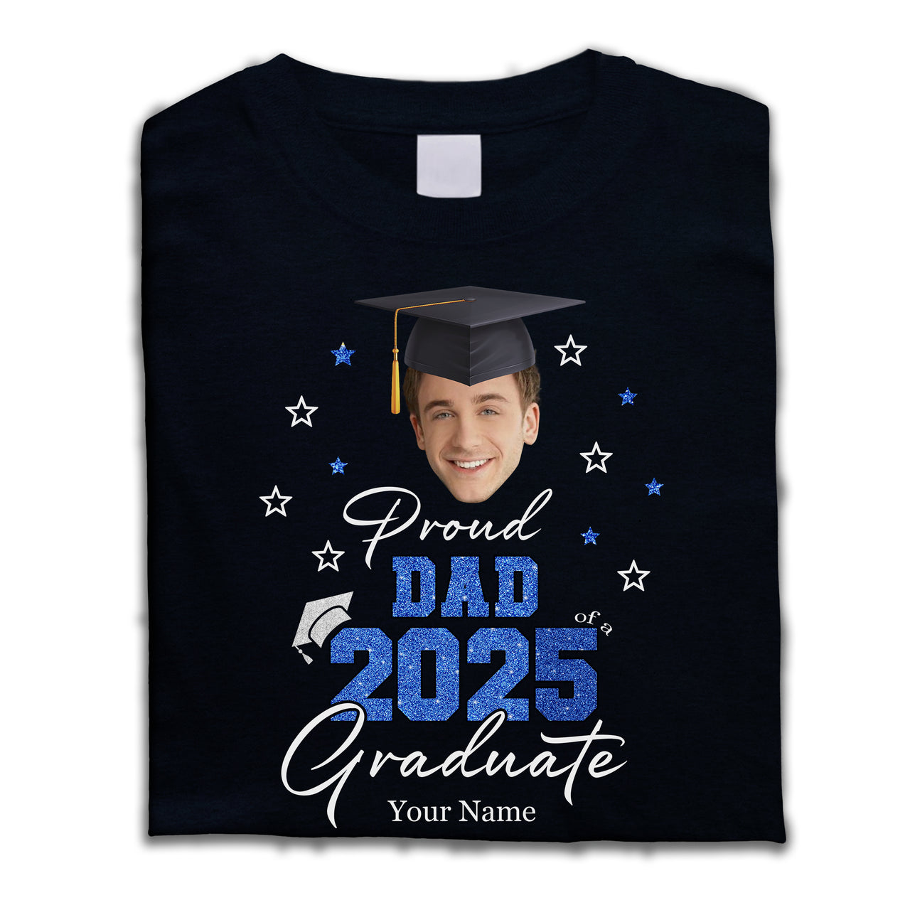 Custom Face Photo Proud Family Of 2025 Photo Graduation Black Shirts, Graduation Gift