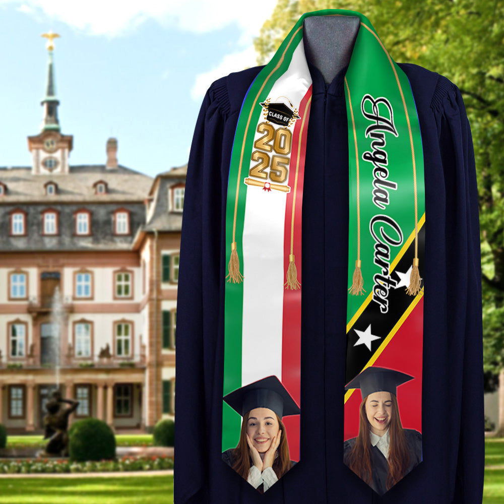 Custom 58 Countries With Photo Class Of 2025 Stole/Sash, Graduation Gift FC