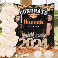 Thumbnail for Personalized Diamond Glitter Class Of 2024 Backdrop, Graduation Party Supply FC