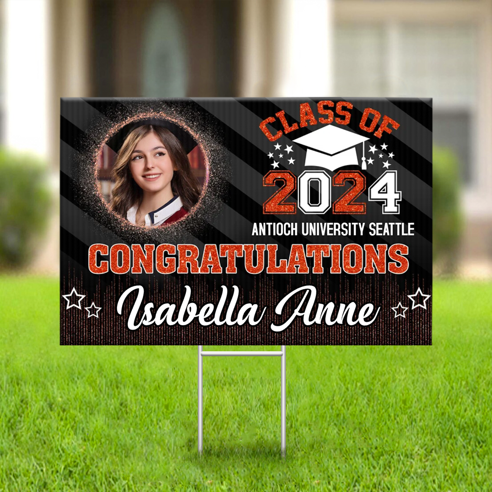 Personalized Yard Sign With Stake - Graduation Gift - Sparkling Senior Party Decoration FC