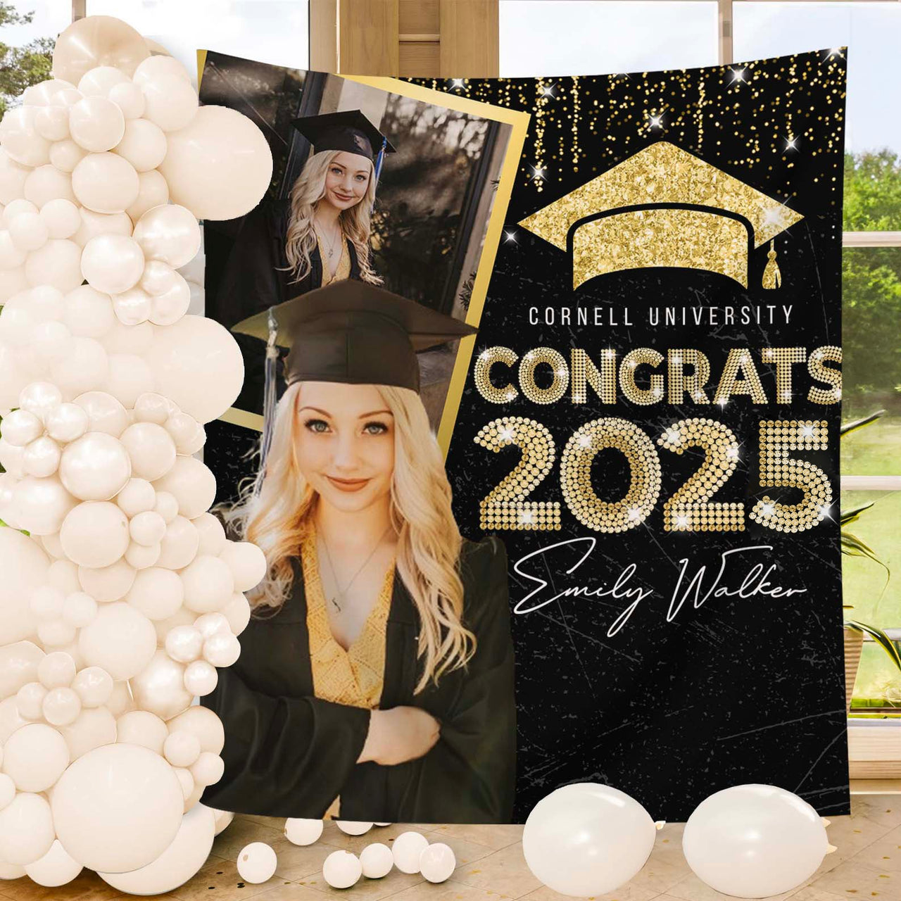 Custom Sparkling Class Of 2025 Backdrop, Graduation Party Supply FC