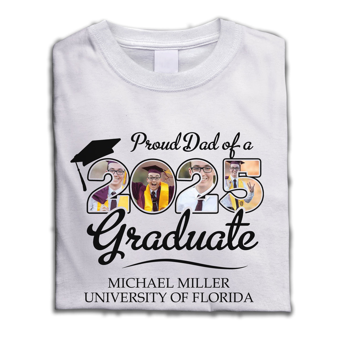 Custom Proud Family Of A 2025 Graduate Shirt With 4 Images, Graduation Apparel Merchize