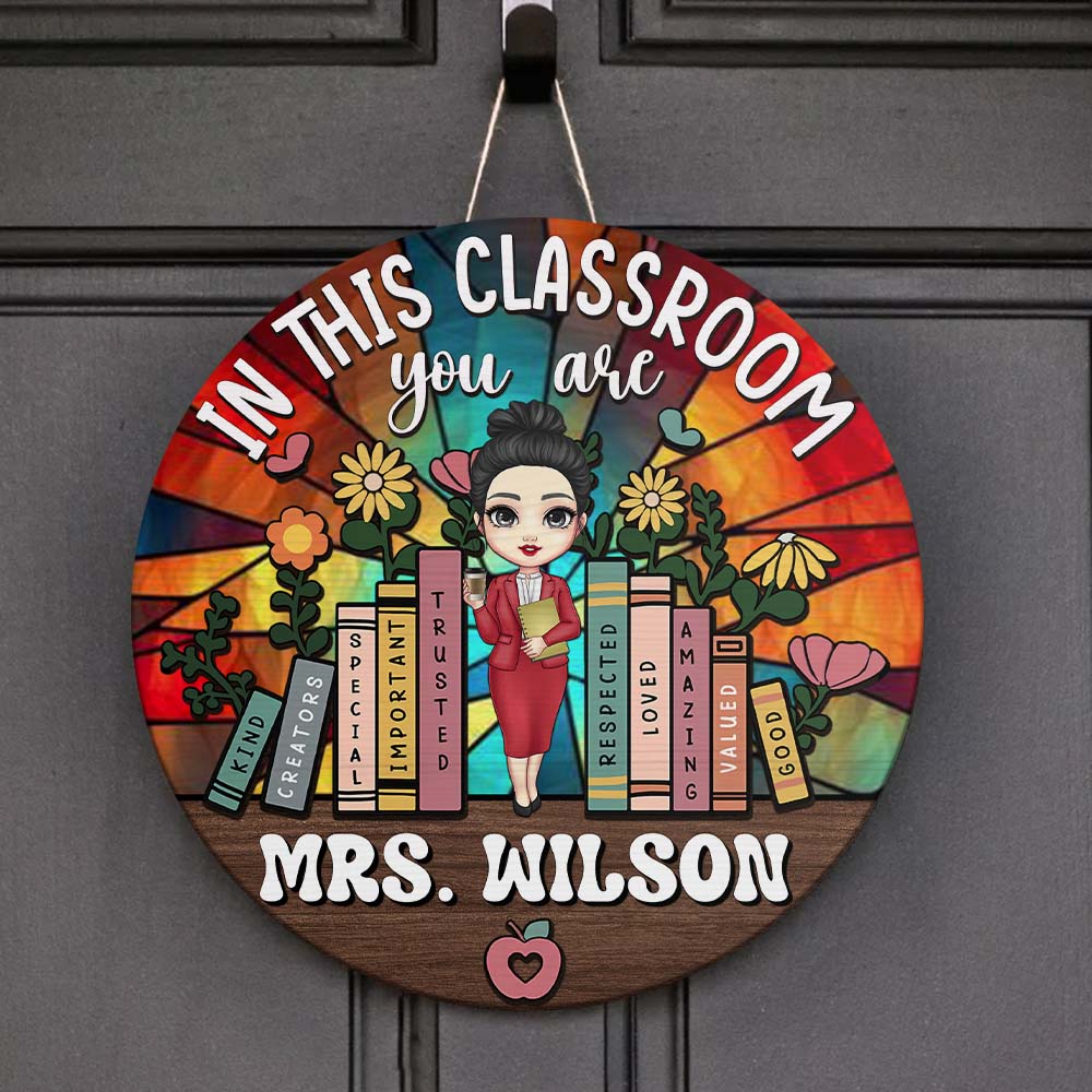 Personalized In This Classroom Stained Glass Welcome  Sign - Back To School FC