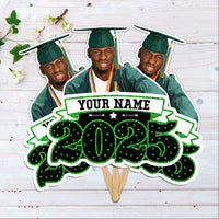 Thumbnail for Custom Graduation 2025 Face Fans With Wooden Handle, Gift For Graduation Party