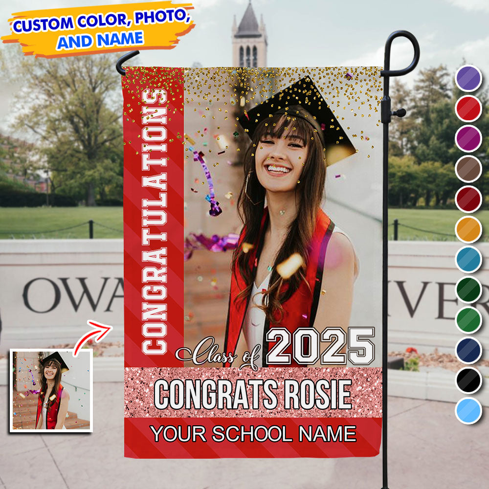 Personalized Congratulations Class of 2025 Garden Flag, Graduation Decoration Gift