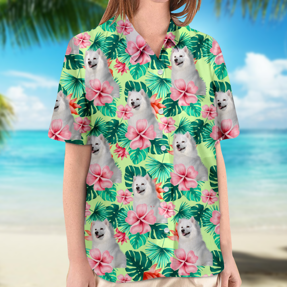 Personalized Enjoy The Summer Together Floral Palm Leaves Dog Cat Photo Hawaiian Shirt For Pet Mom AI