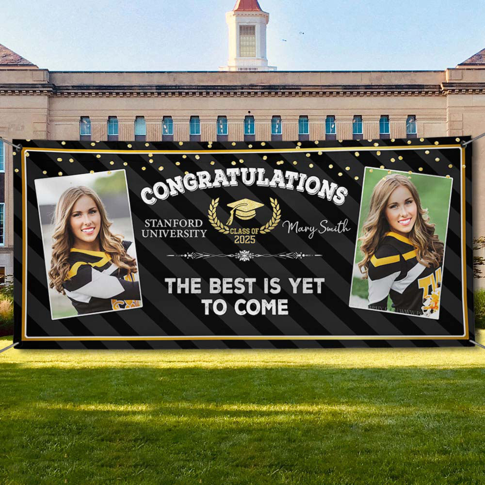 Custom 2 Photos Class of 2025 Graduation Banner - Unique Graduation Gift