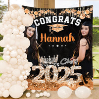 Thumbnail for Personalized Diamond Glitter Queen Class Of 2025 Backdrop, Graduation Party Supply FC