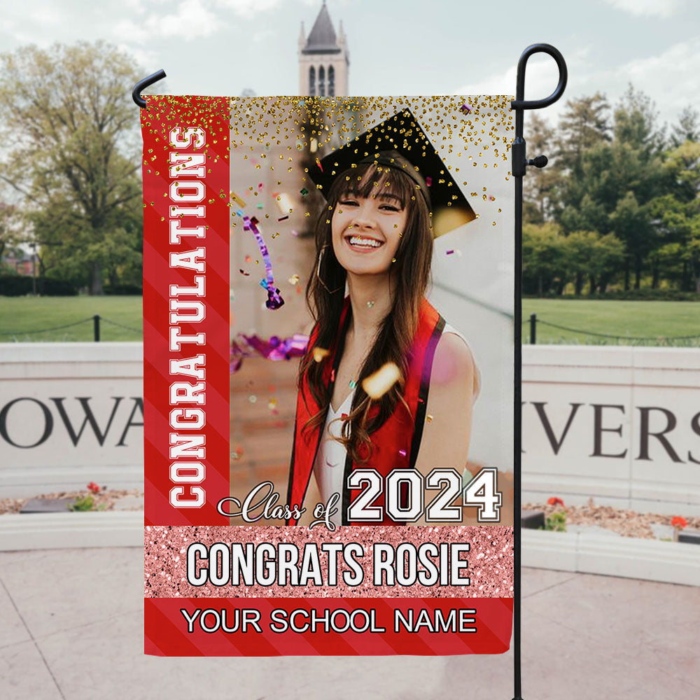 Personalized Congratulations Class of 2024 Garden Flag, Graduation Decoration Gift AD
