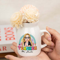 Thumbnail for Personalized Teacher Rainbow Ceramic Flower Vase, Appreciation Gift For Teachers FC