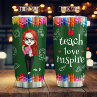 Thumbnail for Personalized Teach, Love, Inspire Teacher Besties 20oz, 30 oz Tumbler, Back To School Teacher Gift AA