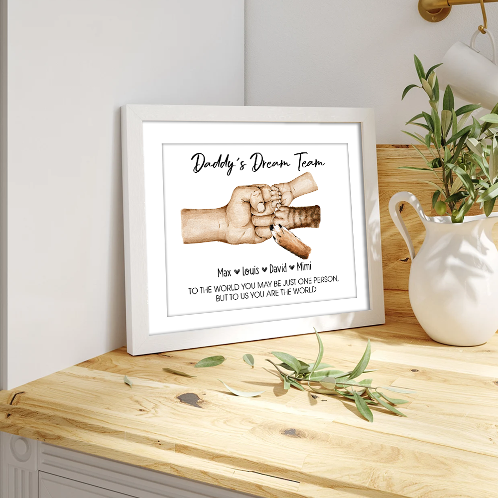 Personalised Fist Bump Daddy's Team Photo Frame, Fathers Day Gift For Father, Grandfather AA