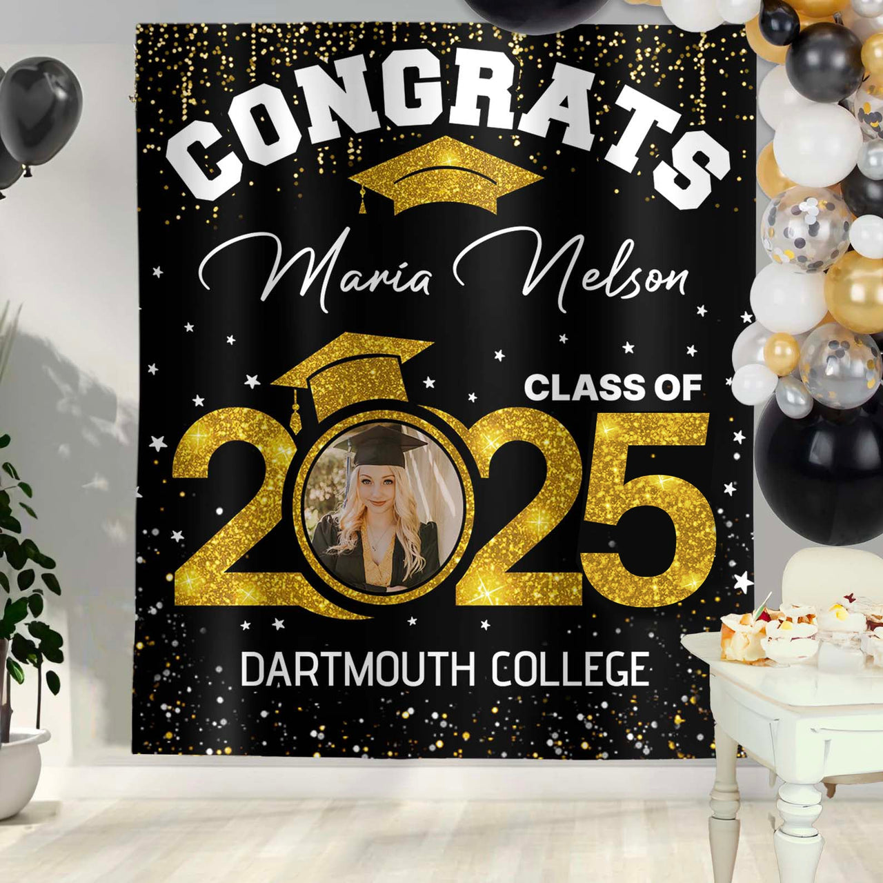 Custom Graduation Glitter Photo Class Of 2025 Backdrop, Graduation Party Supply FC