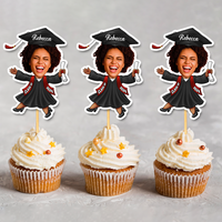 Thumbnail for Custom Graduation Party Face Cupcake Toppers, Graduation Decorations, Physical Product FC