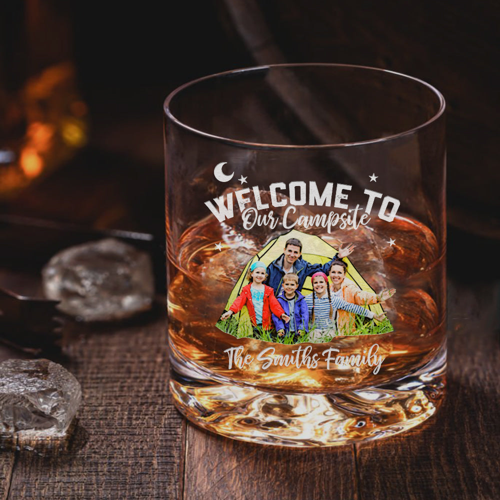 Personalized Etched Photo Happy Campers Whiskey Glasses - Gifts For Camping Lovers FC