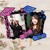 Thumbnail for Custom Congrats 2025 With Name Photo Graduation Face Fans With Wooden Handle, Gift For Graduation Party