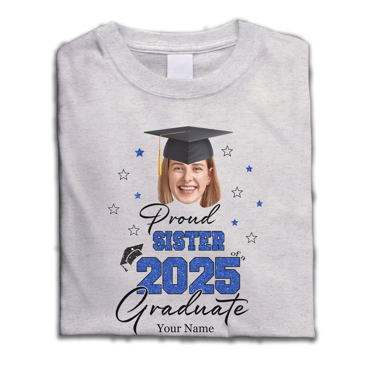 Custom Portrait Photo Proud Family Of 2025 Photo Graduation White Shirts, Graduation Gift